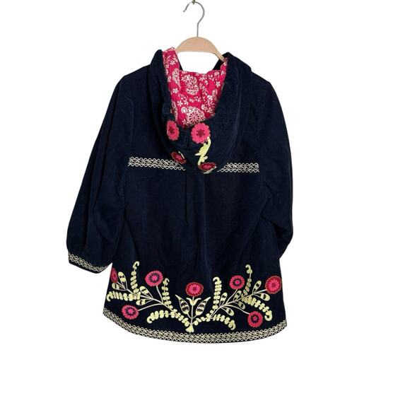 Anthropologie Elevenses Cute Hobo Navy Embroidered Coat with Floral Accents - Picture 2 of 2